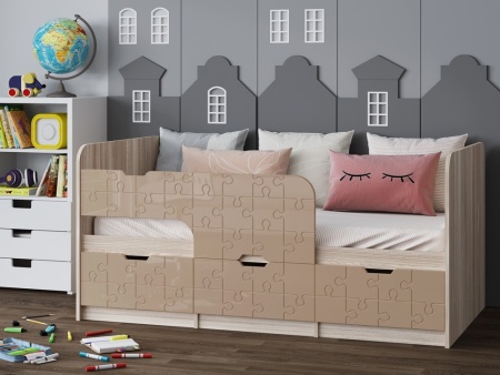 Детская Кровать Юнга-9 МДФ (Ш-800 x В-850 x Д-1632/1833 мм)/Разные Цвета